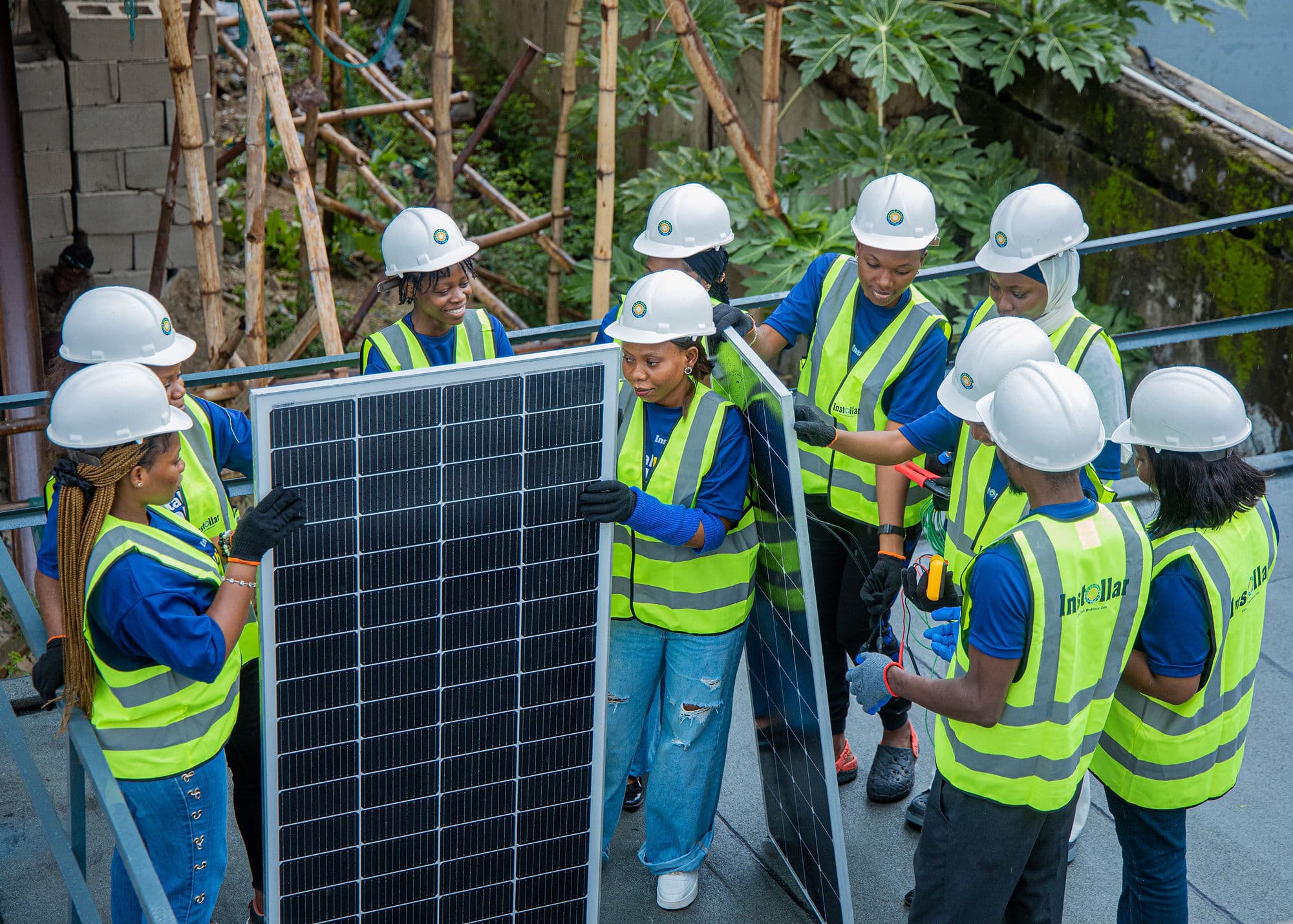 Installer working on electrical panel